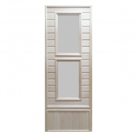 DoorWood 750х1850 мм, липа с двумя стеклянными вставками, деревянная