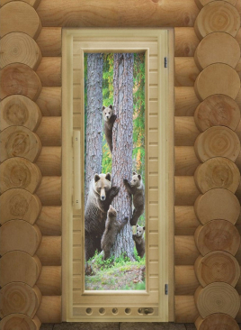 Дверь DoorWood Элит Люкс Мишки с фотопечатью 730х1850 мм, деревянная