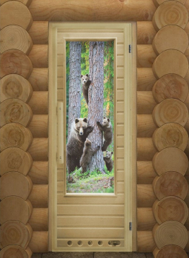Дверь DoorWood Элит Мишки с фотопечатью 730х1850 мм, деревянная
