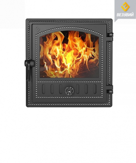 Дверка каминная ВЕЗУВИЙ 280 со стеклом Антрацит