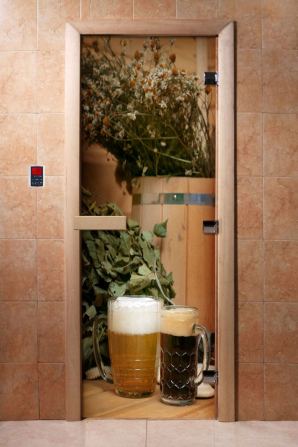Стеклянные двери DoorWood с фотопечатью А017, коробка ольха